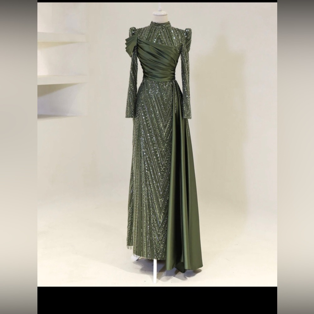 Modest Sage green Rana Zena gown from Turkey Size 38 EU & 42 EU